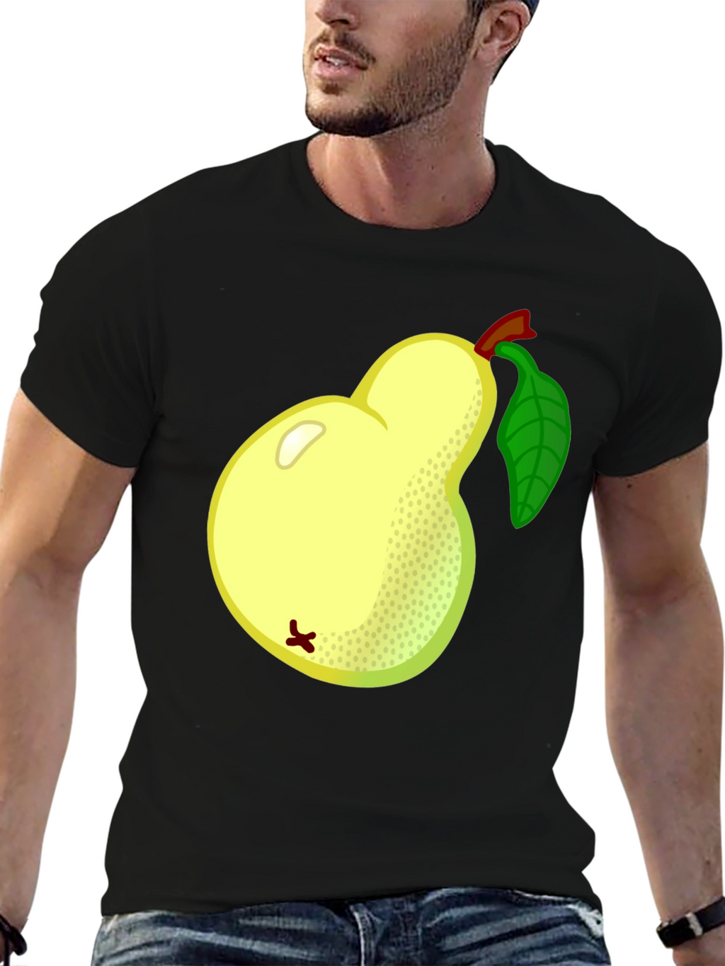Pear Graphic Tee - Black Cotton T-Shirt