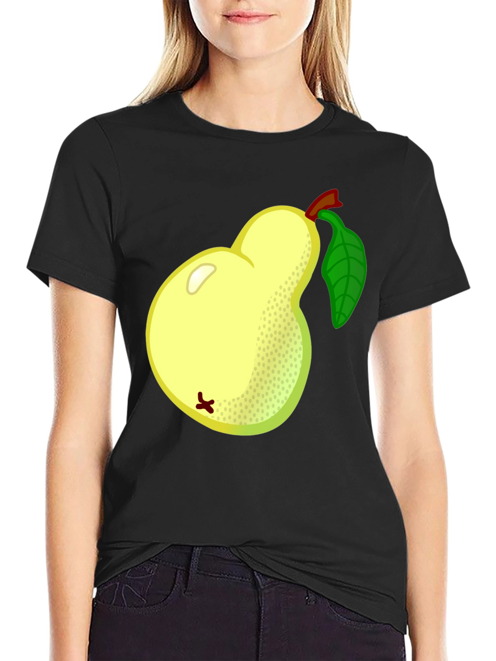 Pear Graphic Tee - Black Cotton T-Shirt