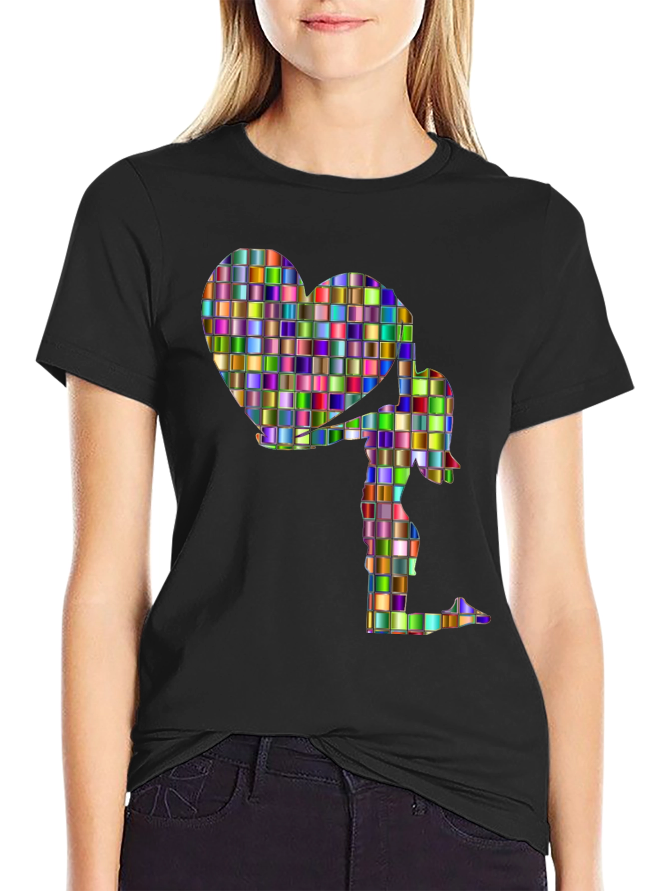 Heart Girl Graphic Tee - Stylish Cotton Blend