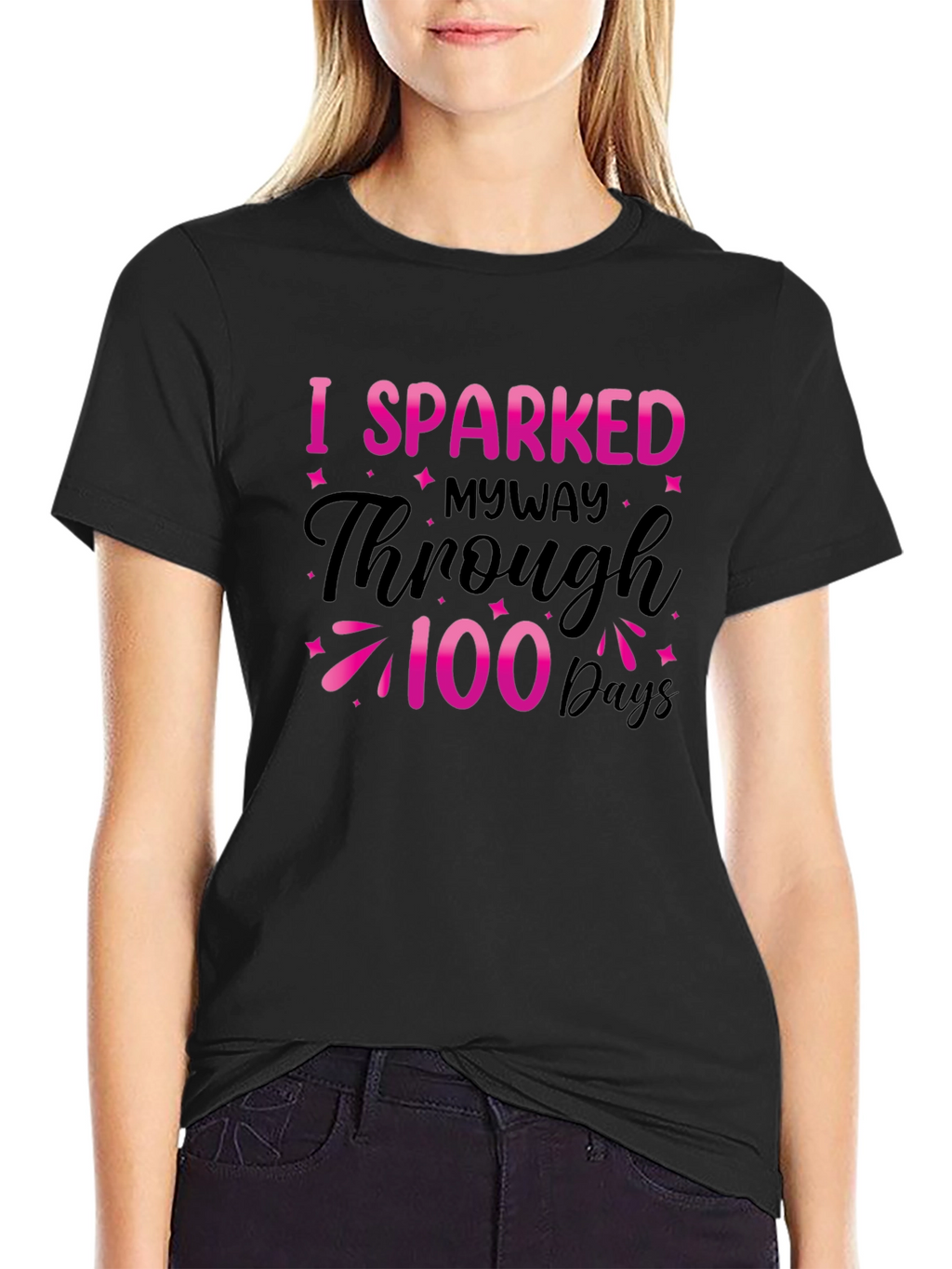I Sparked Through 100 Days Black Tee