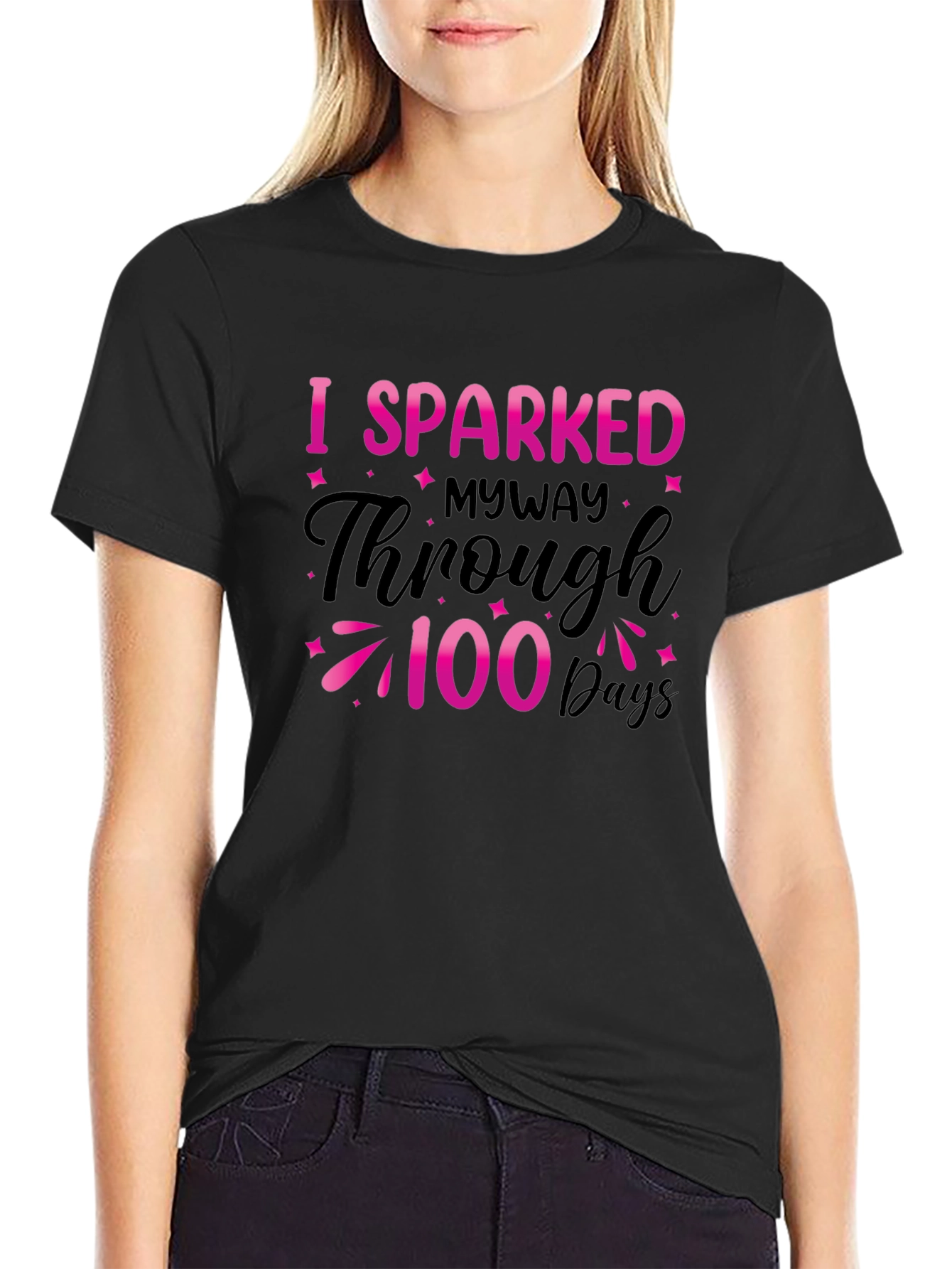 I Sparked Through 100 Days Black Tee
