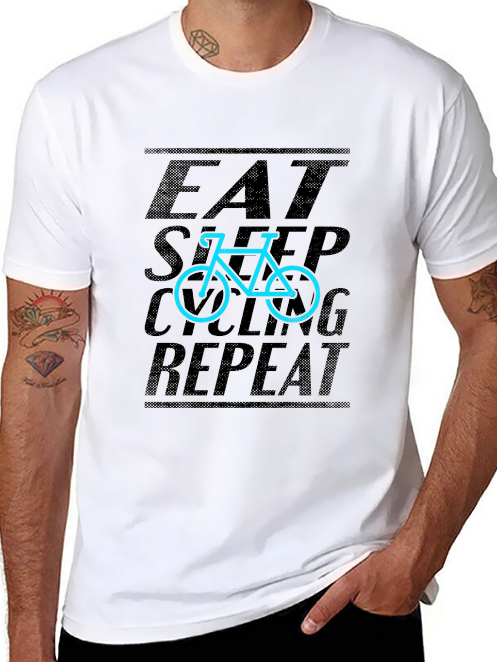 Eat Sleep Cycling Repeat Graphic Tee - Black