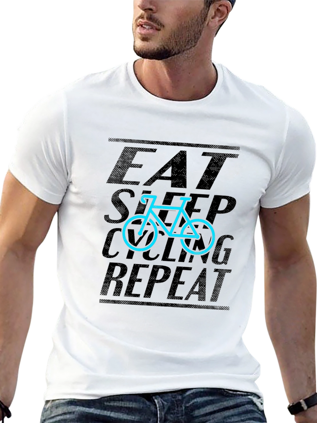 Eat Sleep Cycling Repeat Graphic Tee - Black