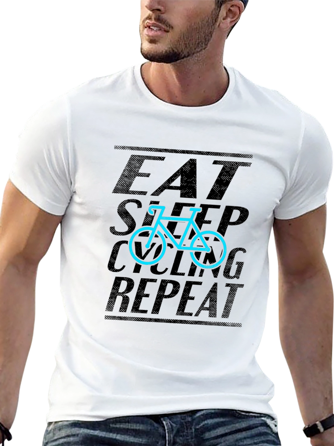 Eat Sleep Cycling Repeat Graphic Tee - Black