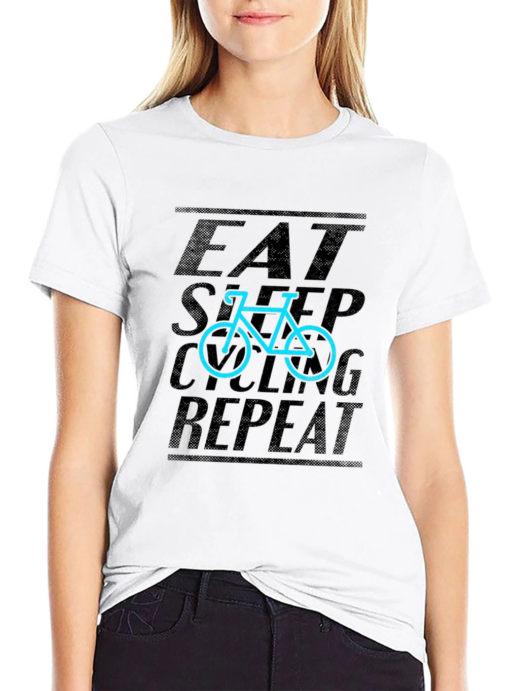 Eat Sleep Cycling Repeat Graphic Tee - Black