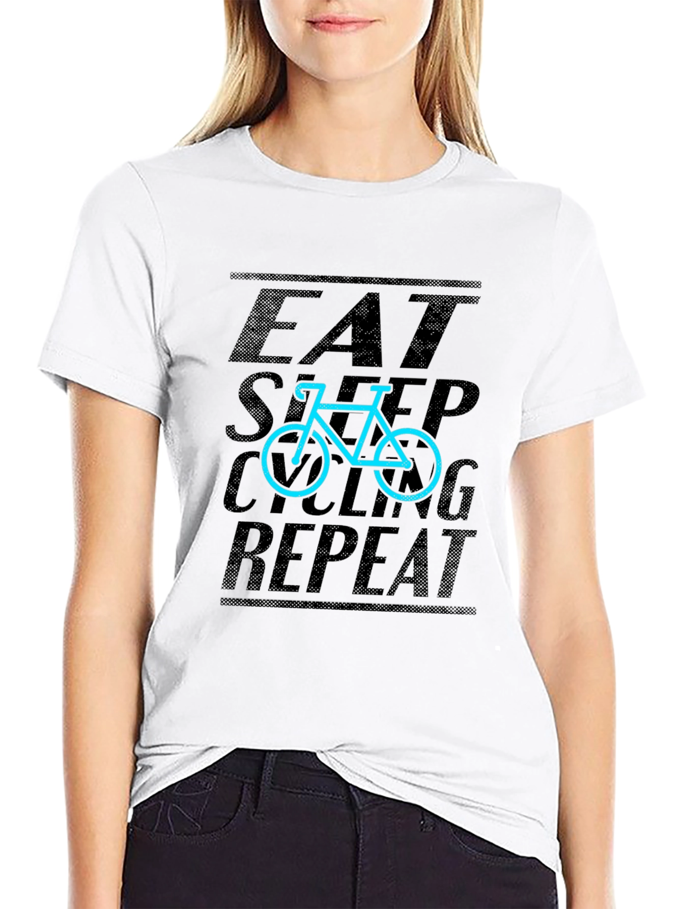 Eat Sleep Cycling Repeat Graphic Tee - Black
