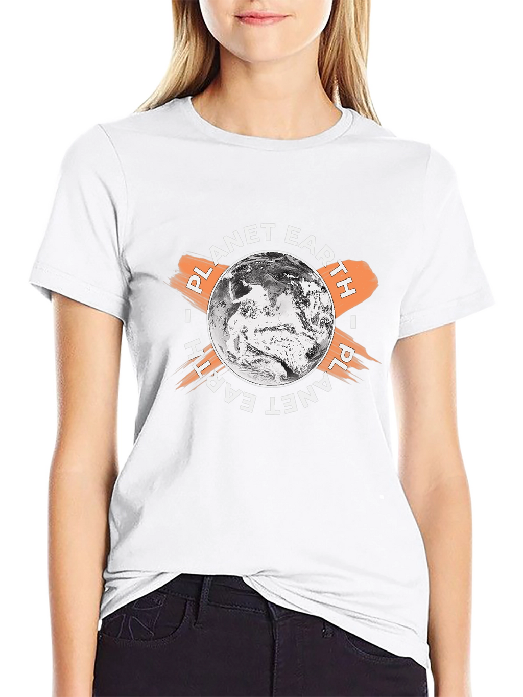 Planet Earth Graphic Print Black T-Shirt