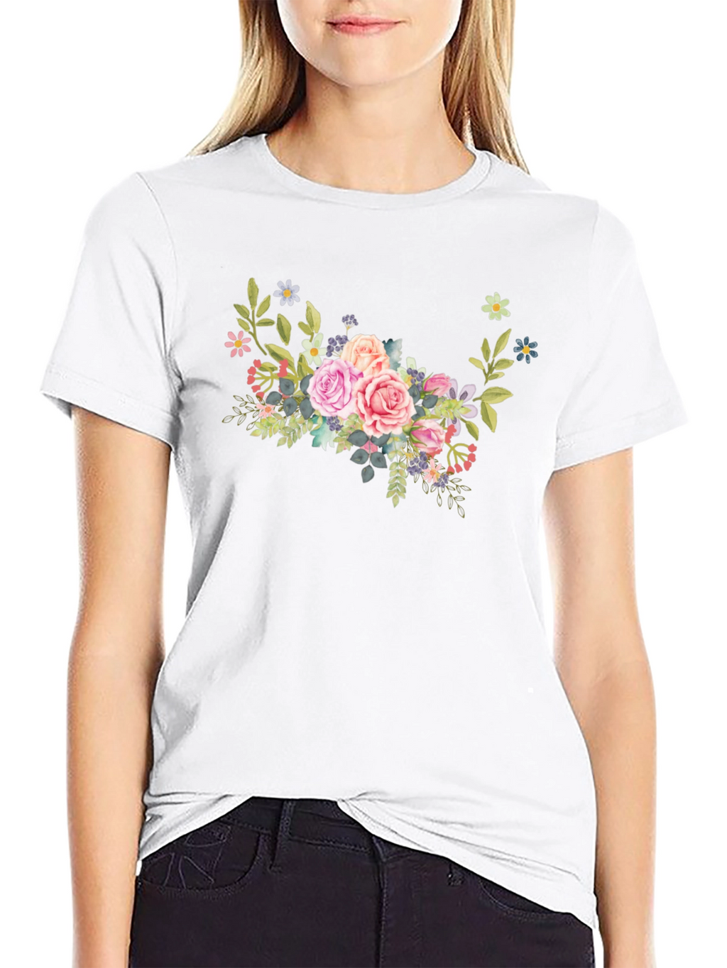 Floral Bouquet Black T-Shirt