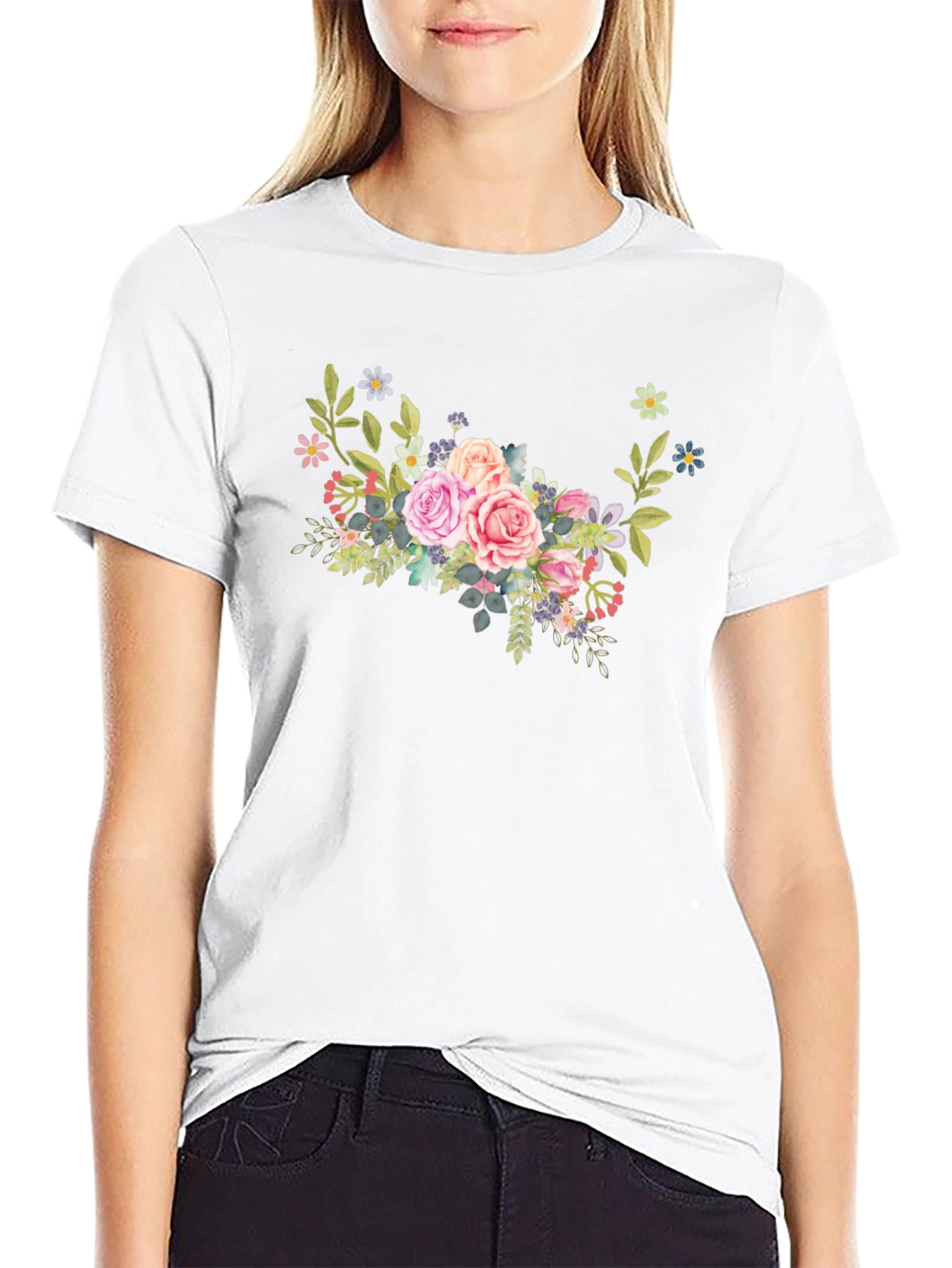Floral Bouquet Black T-Shirt