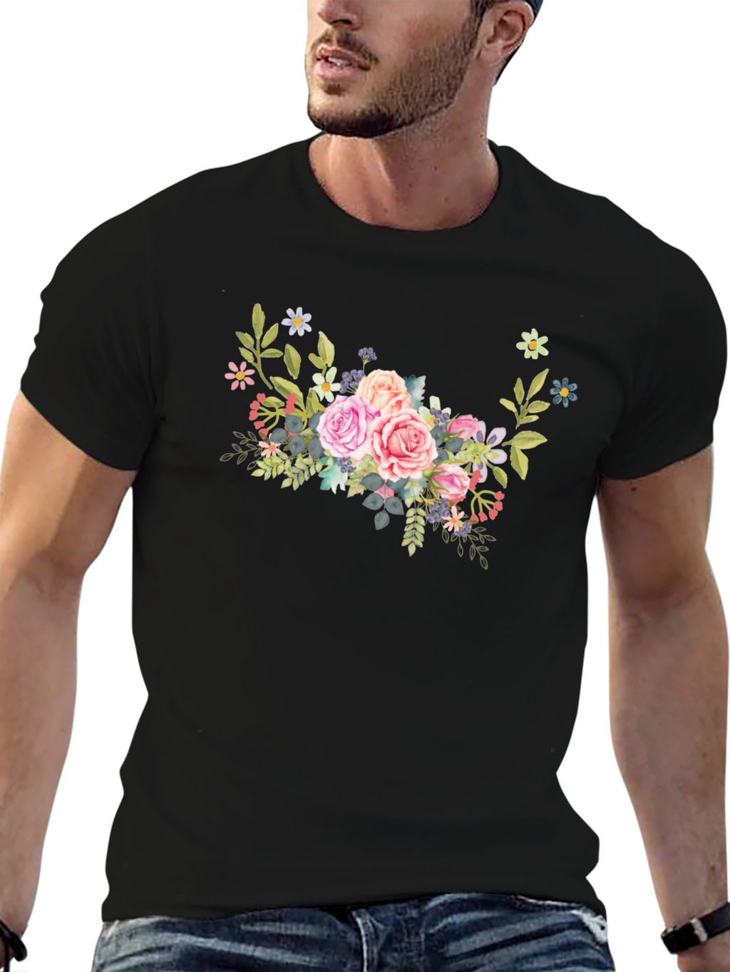 Floral Bouquet Black T-Shirt