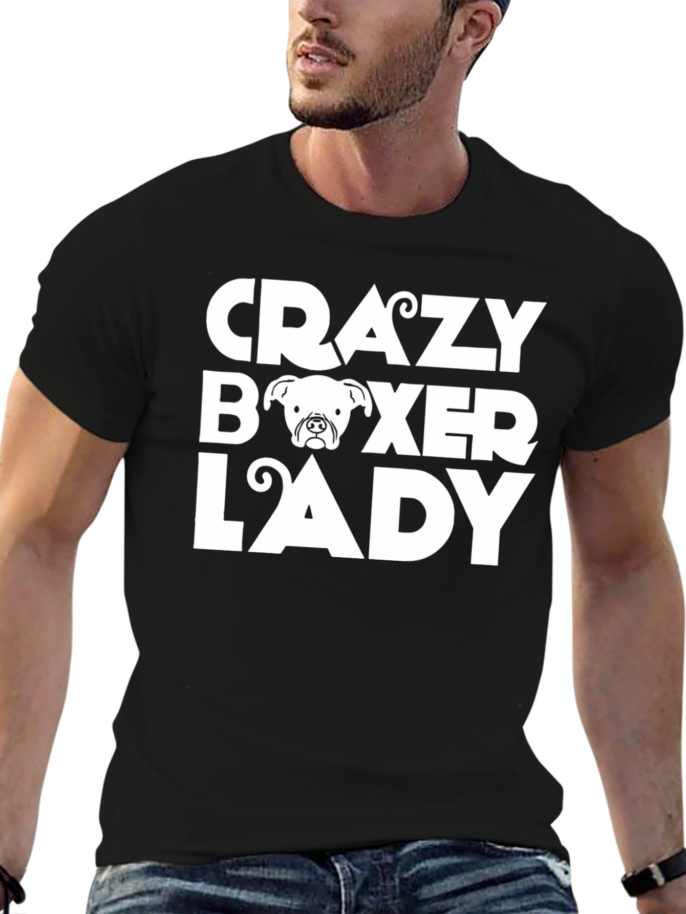 Crazy Boxer Lady Graphic Tee - Black