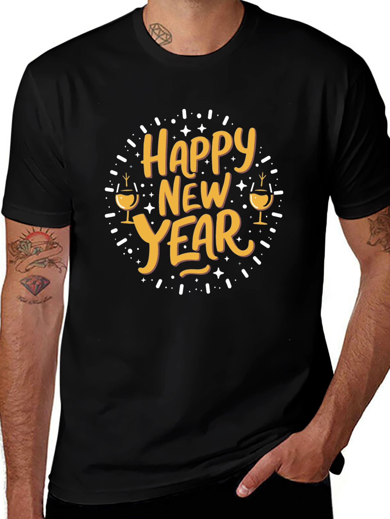 Happy New Year Graphic Tee - Black