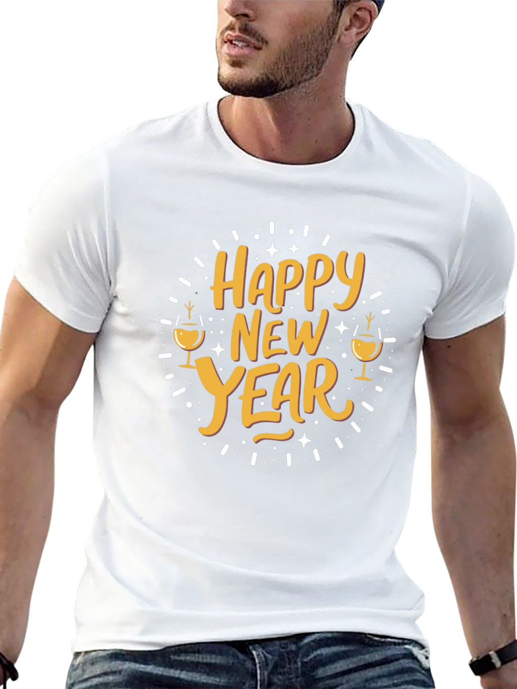 Happy New Year Graphic Tee - Black