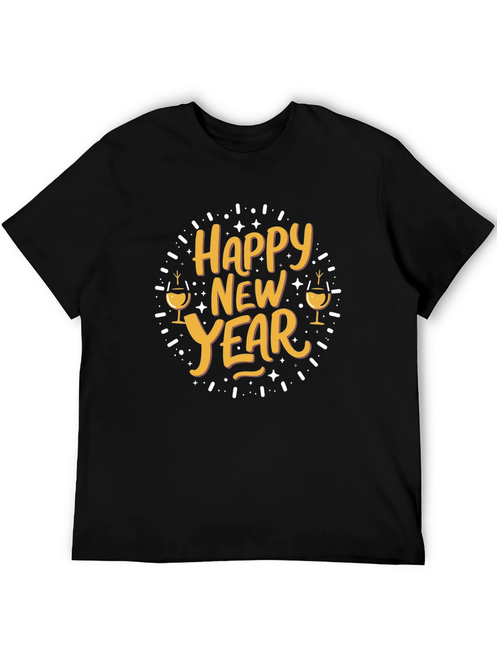 Happy New Year Graphic Tee - Black