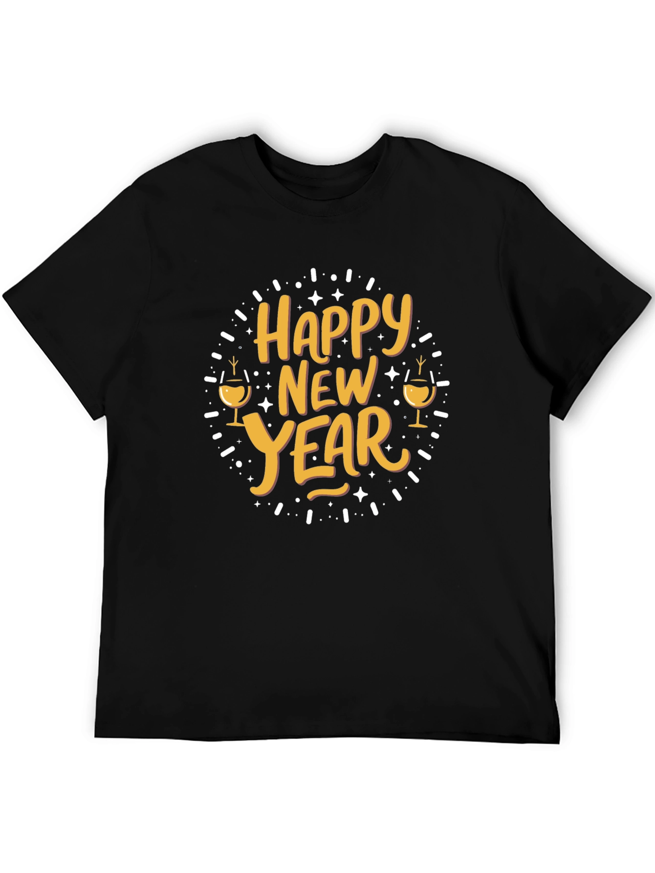 Happy New Year Graphic Tee - Black