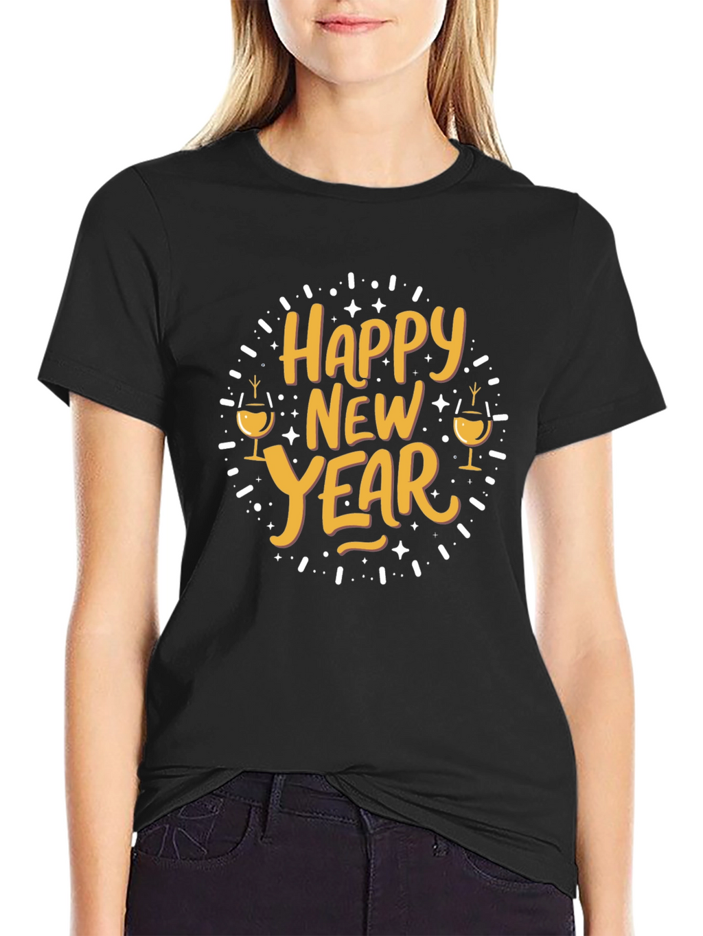Happy New Year Graphic Tee - Black