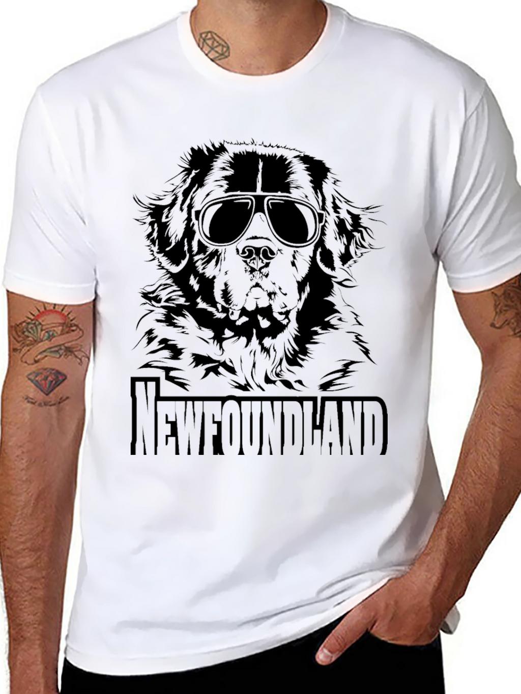 Newfoundland Dog Sunglasses T-Shirt
