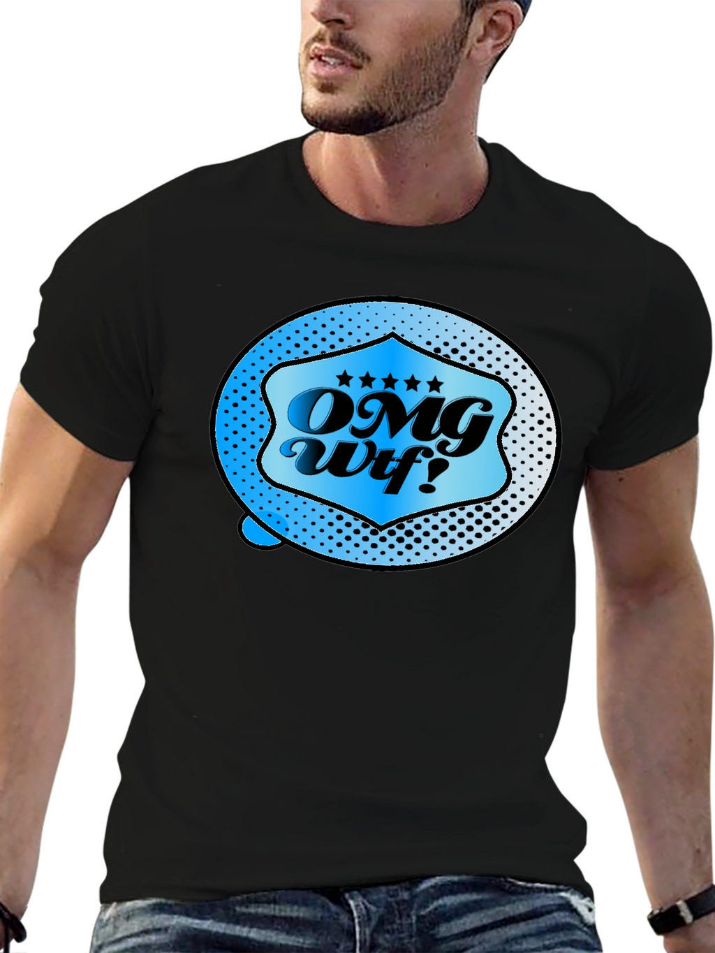 OMG WTF Graphic Tee - Novelty Mens Black T-Shirt