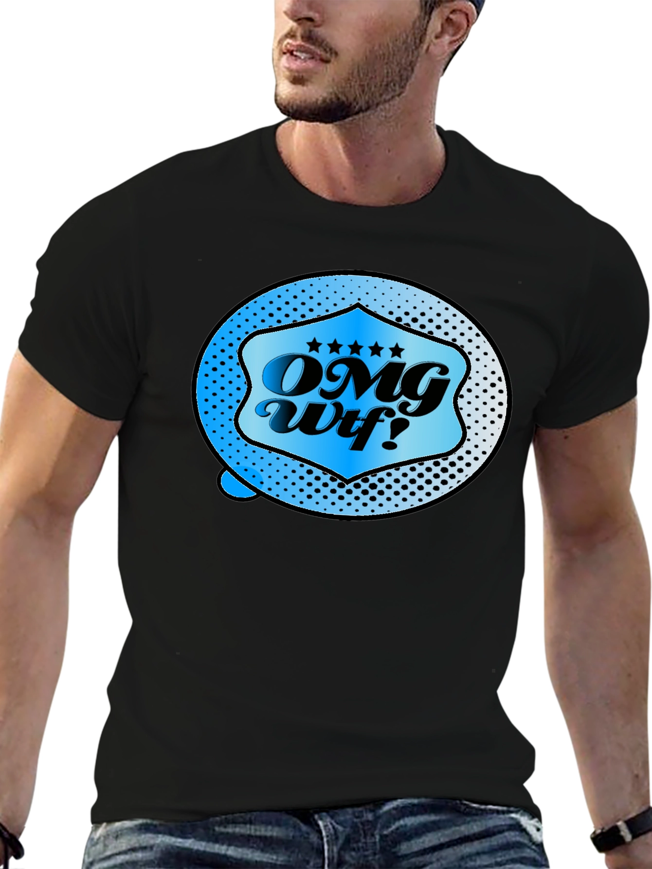 OMG WTF Graphic Tee - Novelty Mens Black T-Shirt