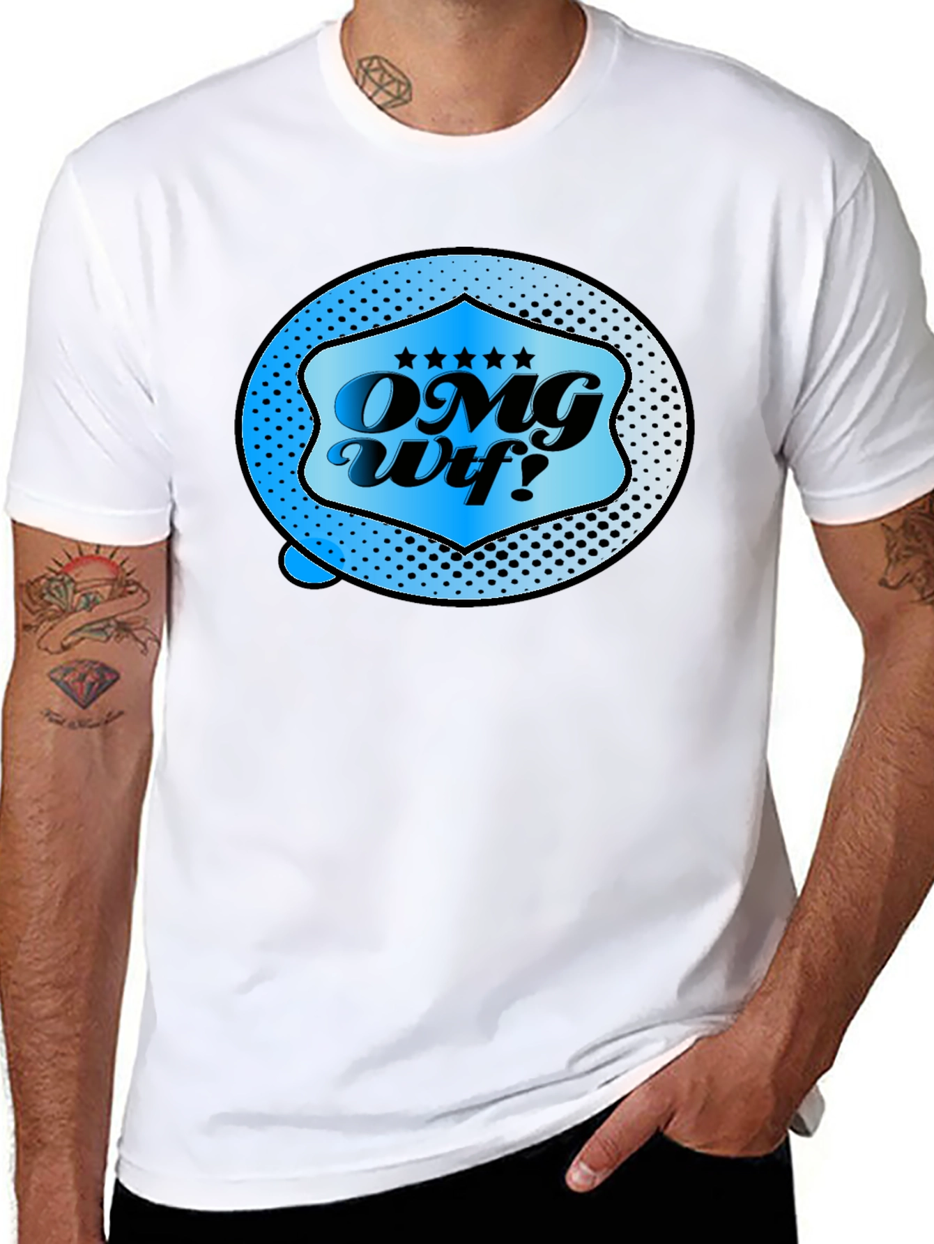 OMG WTF Graphic Tee - Novelty Mens Black T-Shirt