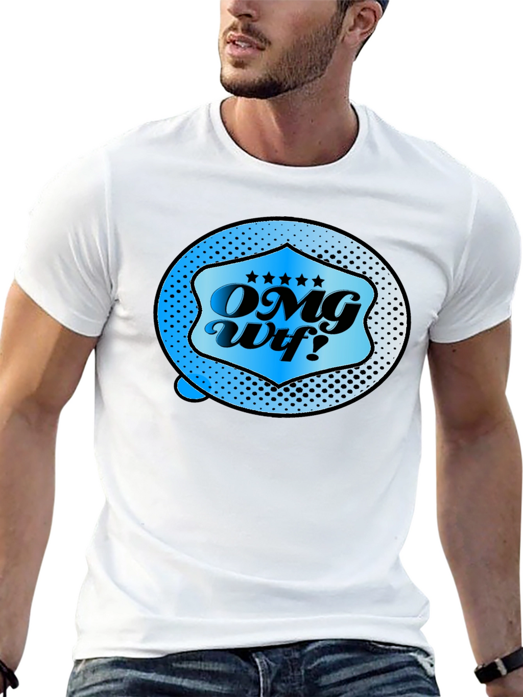 OMG WTF Graphic Tee - Novelty Mens Black T-Shirt