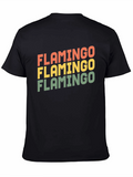 Retro Flamingo Graphic Tee - Soft Black Cotton T-Shirt