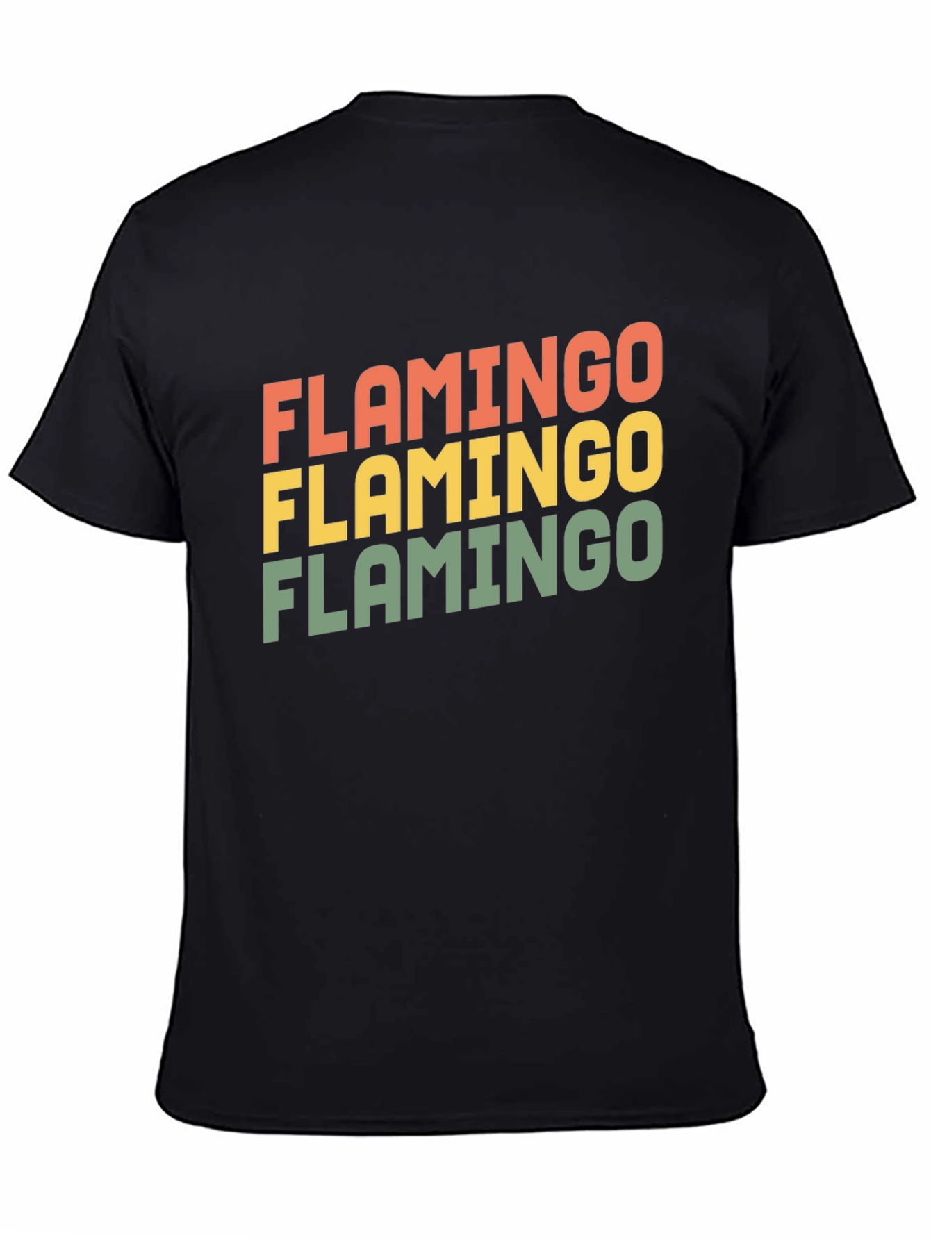 Retro Flamingo Graphic Tee - Soft Black Cotton T-Shirt