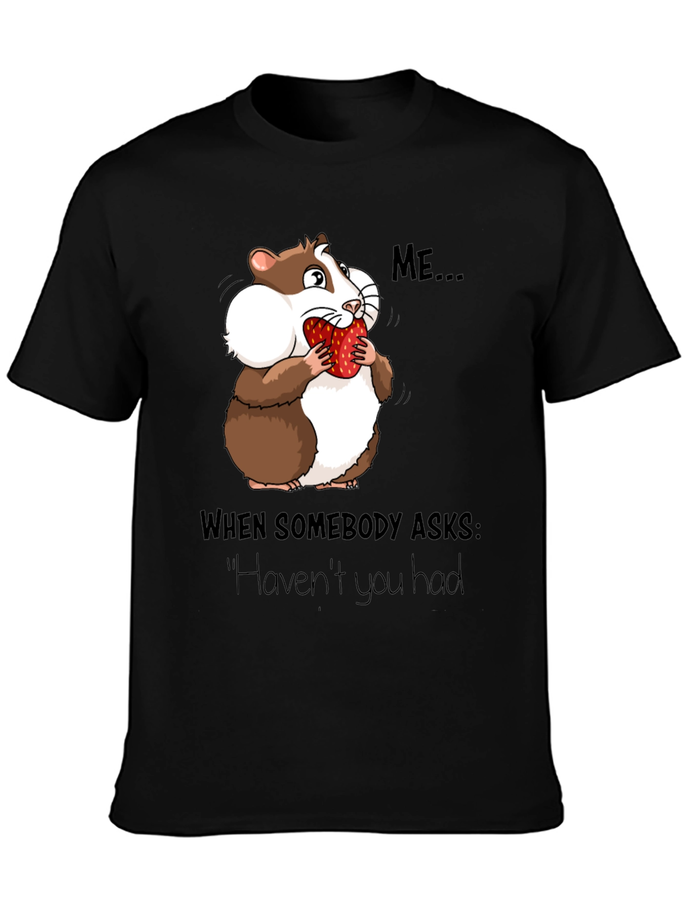 Hamster Eating Strawberry Funny Graphic T-Shirt