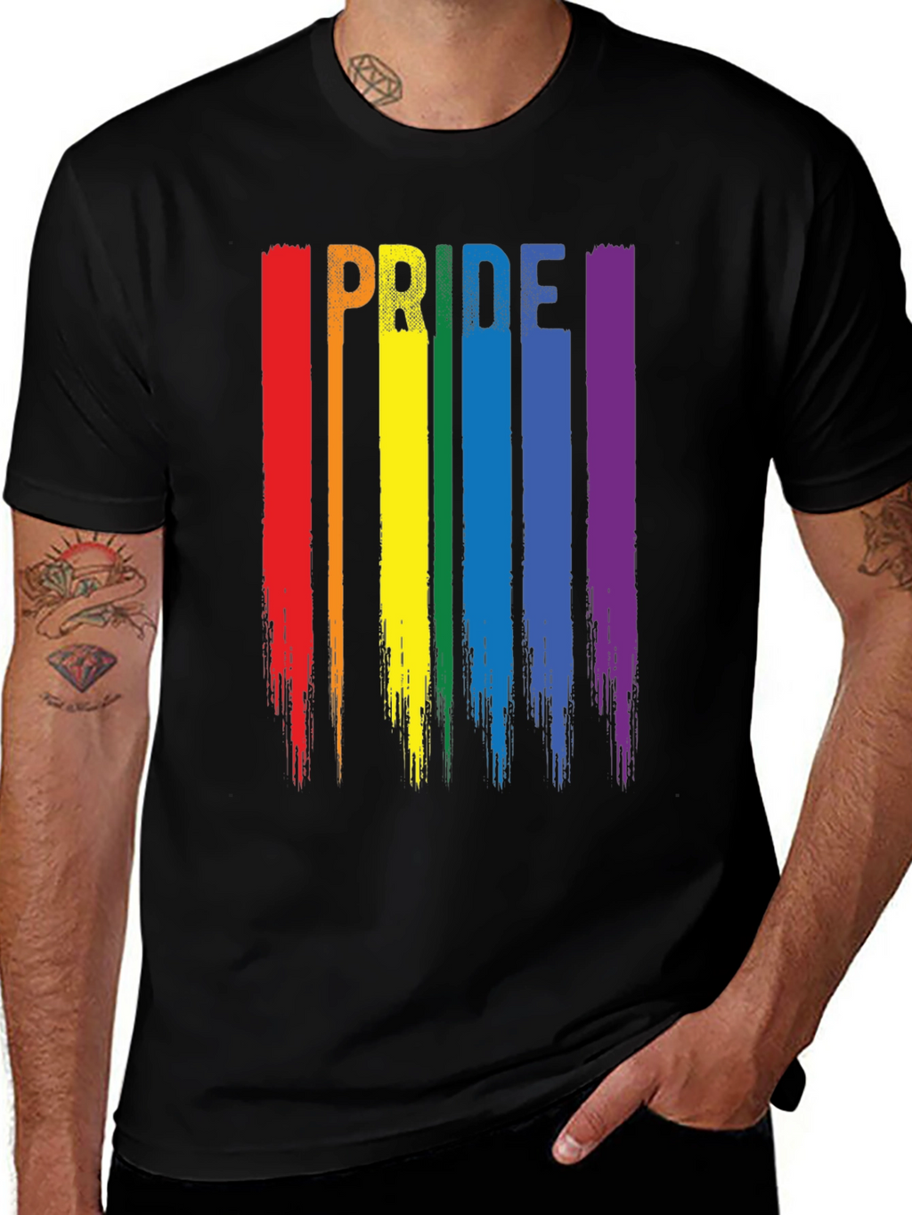 Pride Rainbow Stripe Graphic T-Shirt