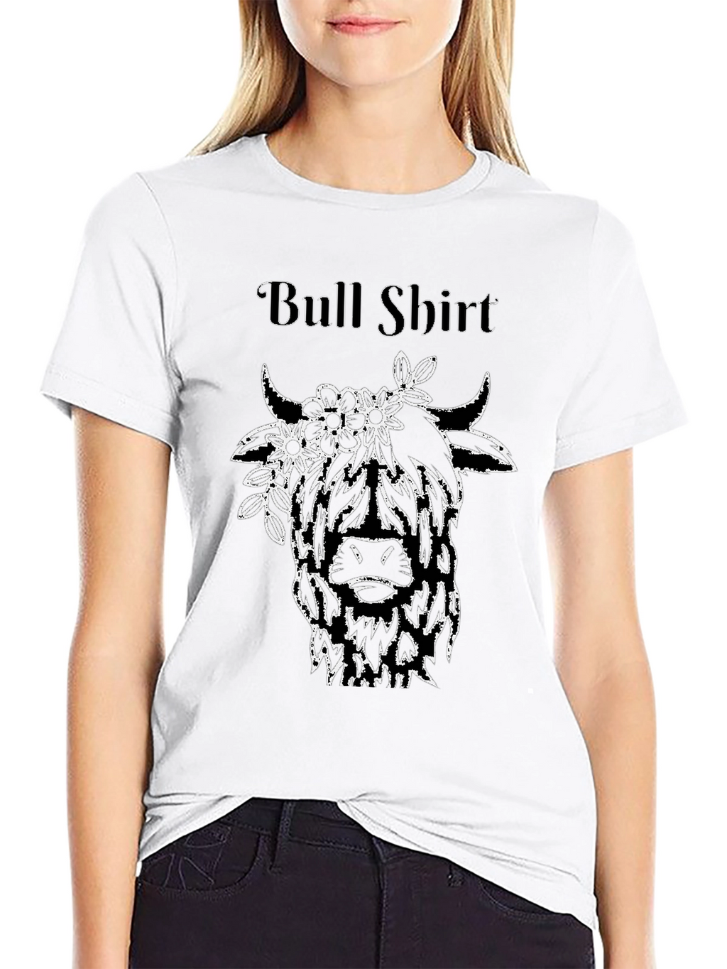 Bull Shirt - Floral Highland Cow Tee