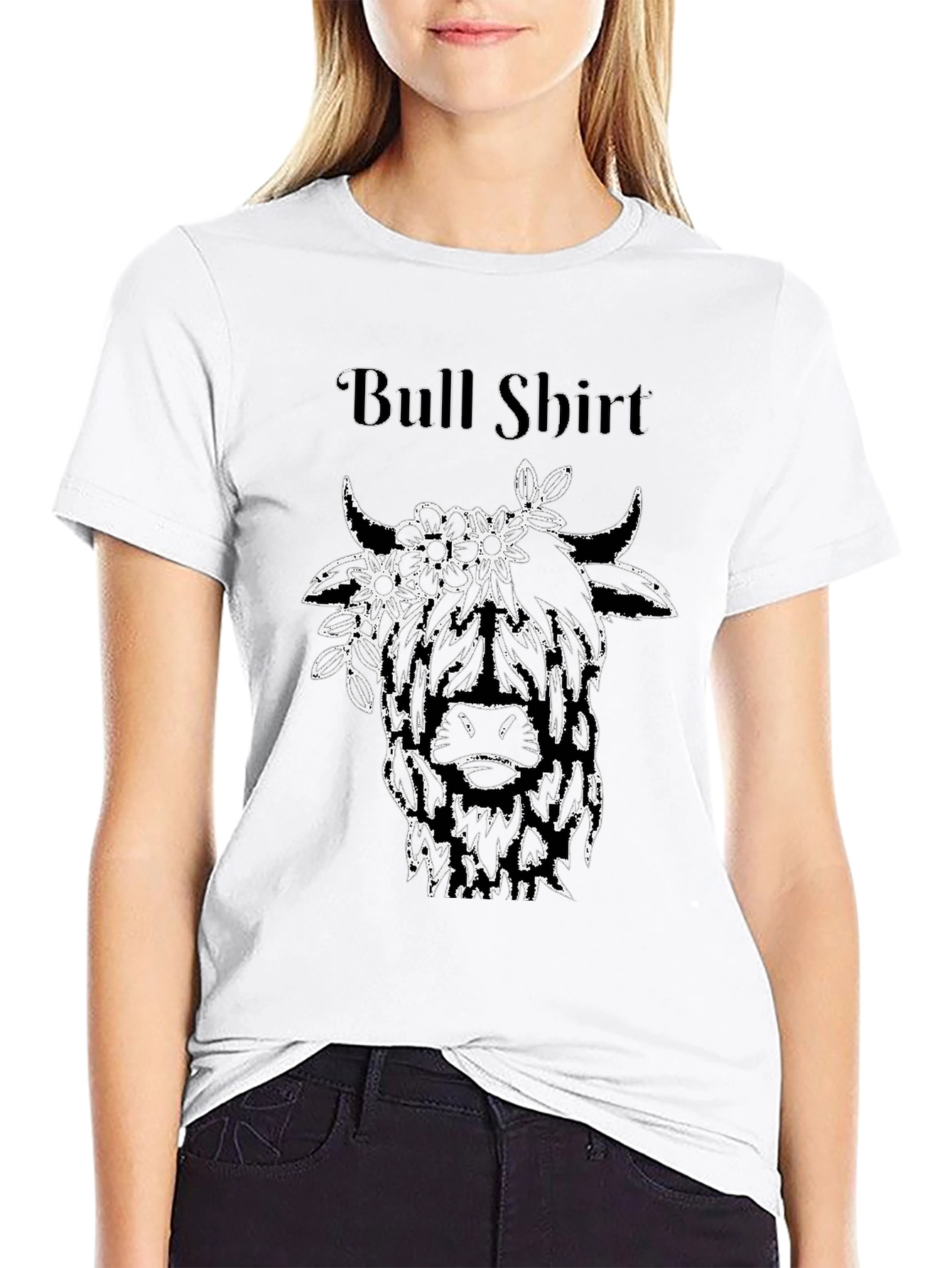 Bull Shirt - Floral Highland Cow Tee