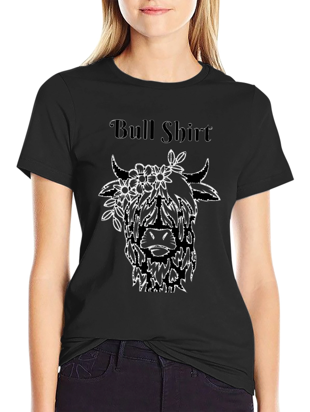 Bull Shirt - Floral Highland Cow Tee