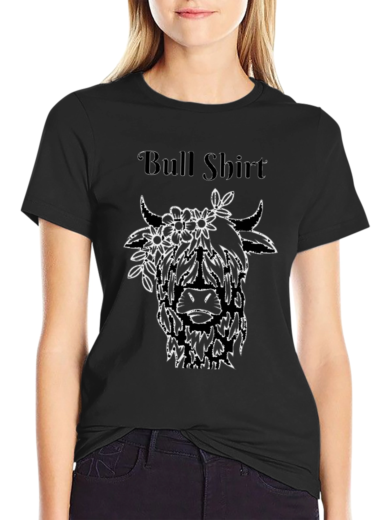 Bull Shirt - Floral Highland Cow Tee