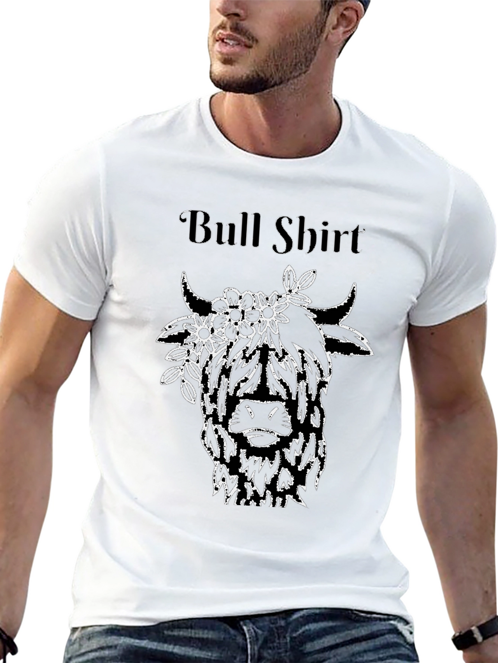 Bull Shirt - Floral Highland Cow Tee
