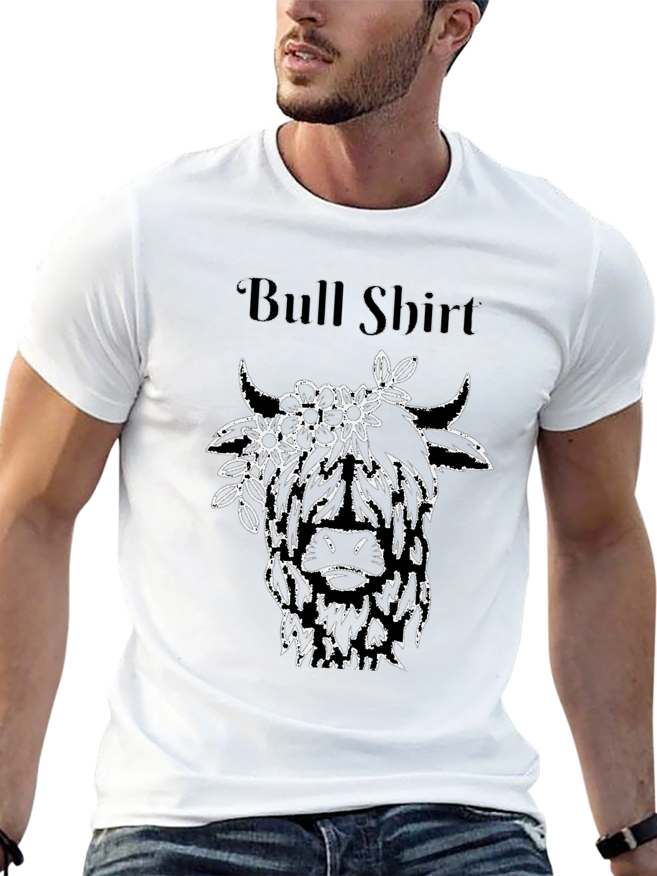 Bull Shirt - Floral Highland Cow Tee