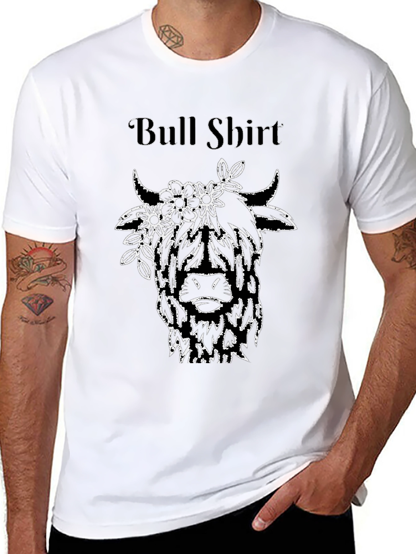 Bull Shirt - Floral Highland Cow Tee