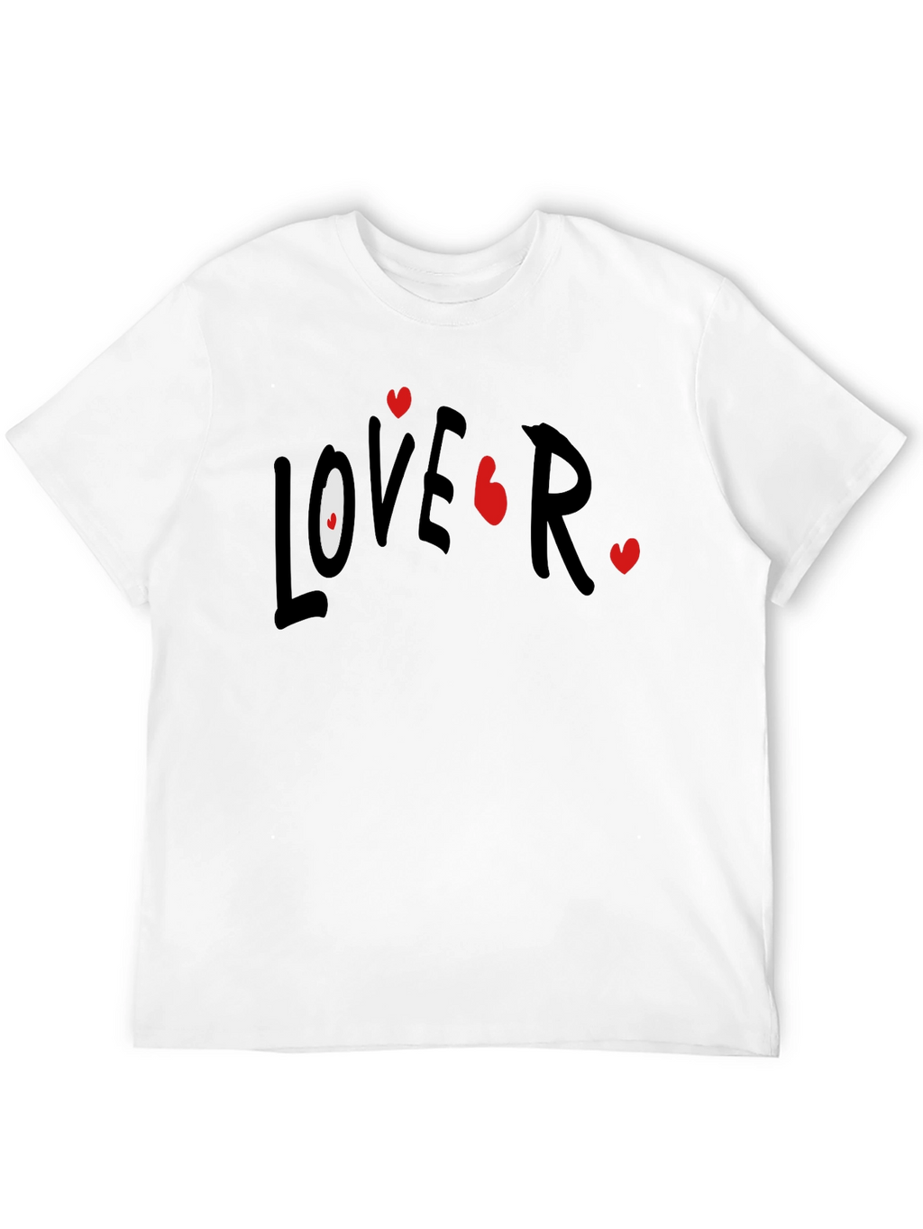 Lover T-Shirt Casual Black Tee with Graphic Print