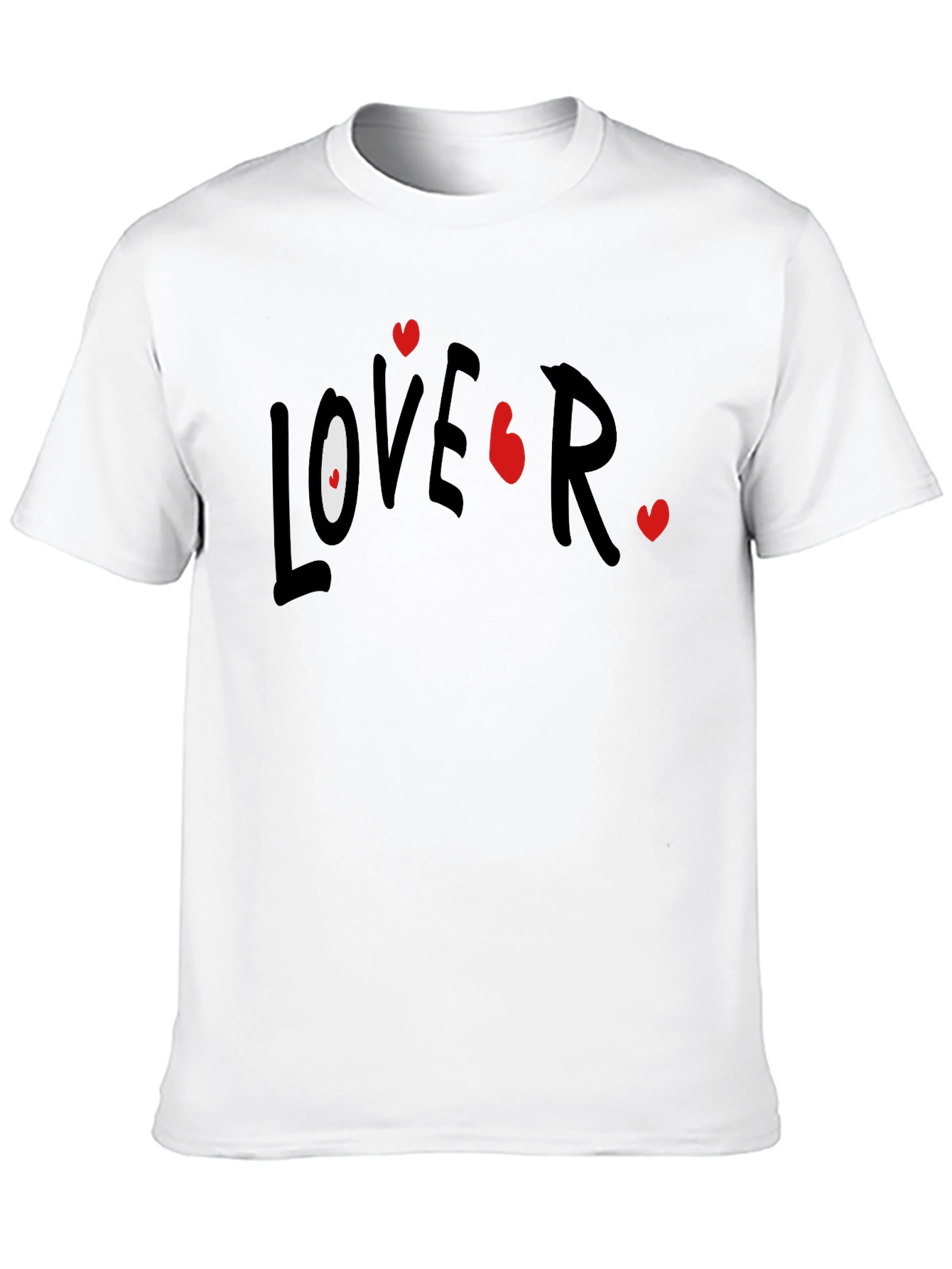 Lover T-Shirt Casual Black Tee with Graphic Print