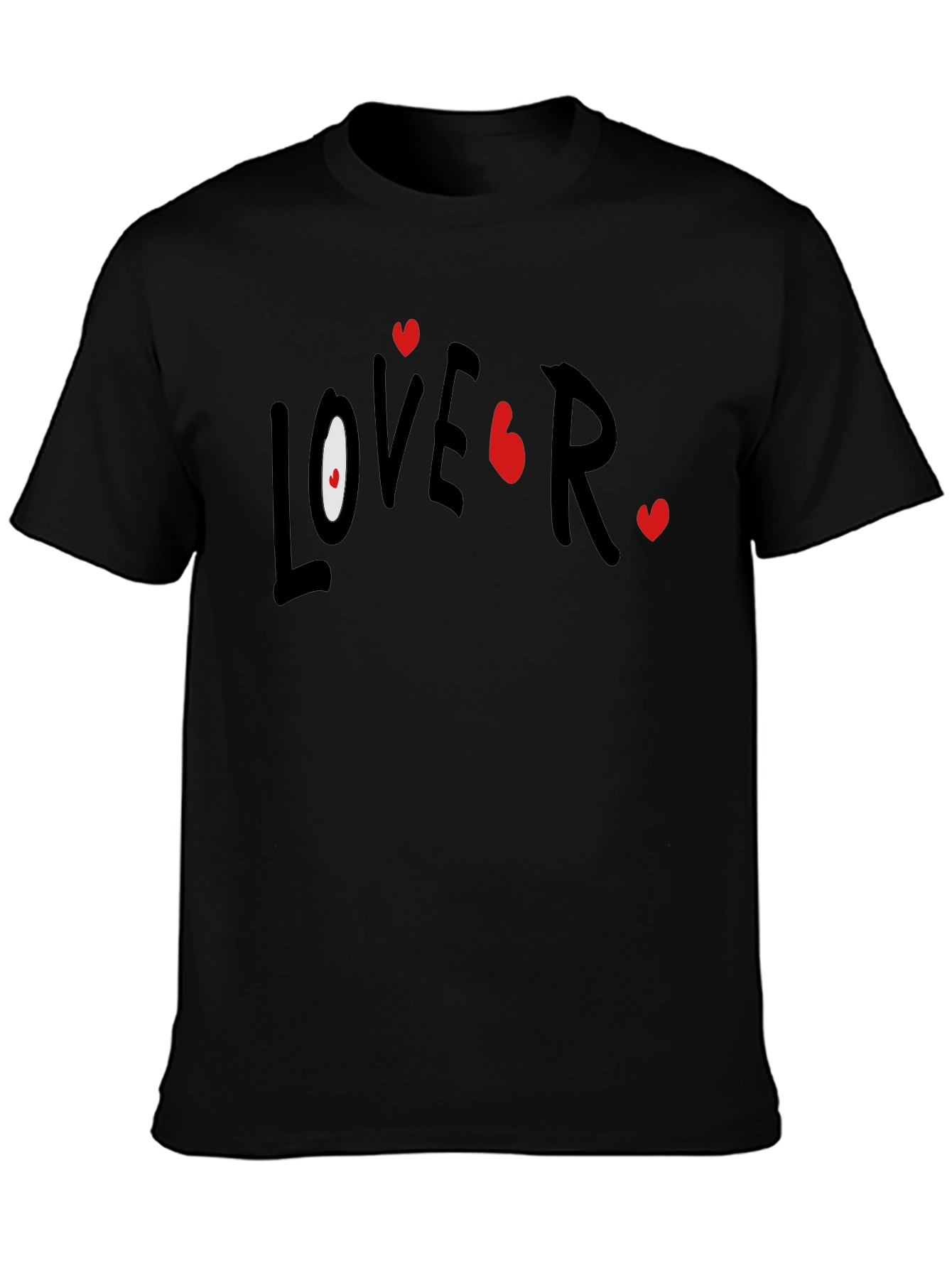 Lover T-Shirt Casual Black Tee with Graphic Print