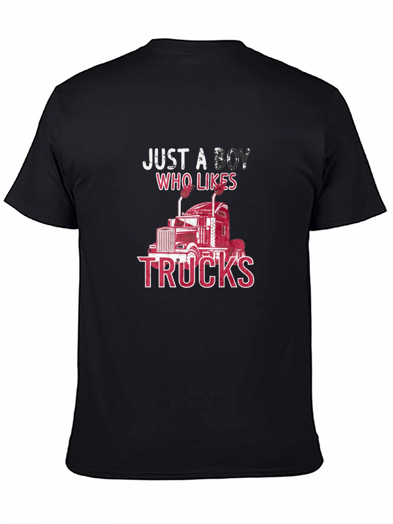 Just a Boy Who Likes Trucks Black T-Shirt