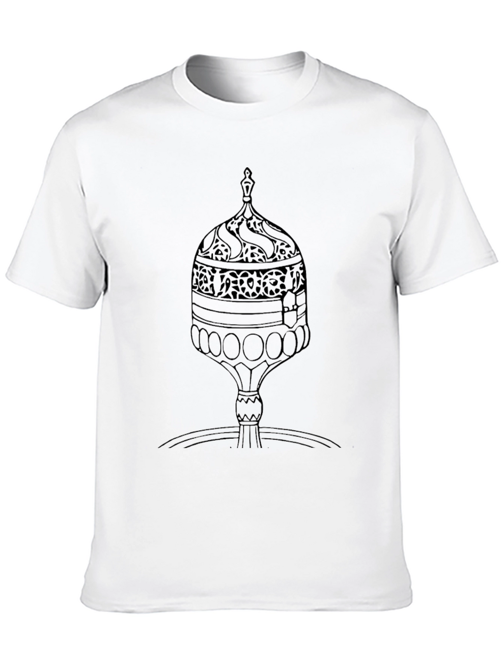 Black T-Shirt with Fountain Graphic