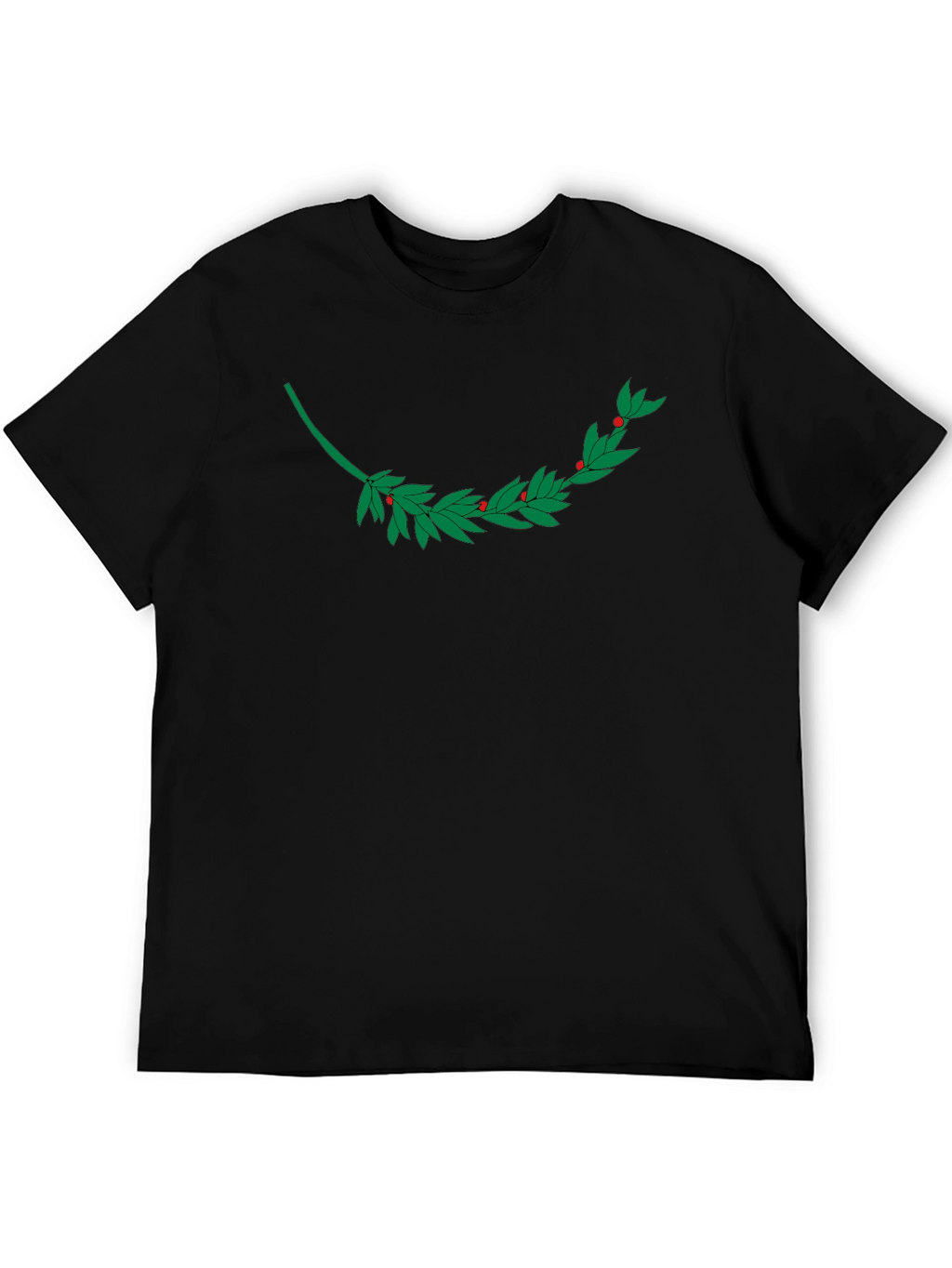 Black T-Shirt with Laurel Branch Design