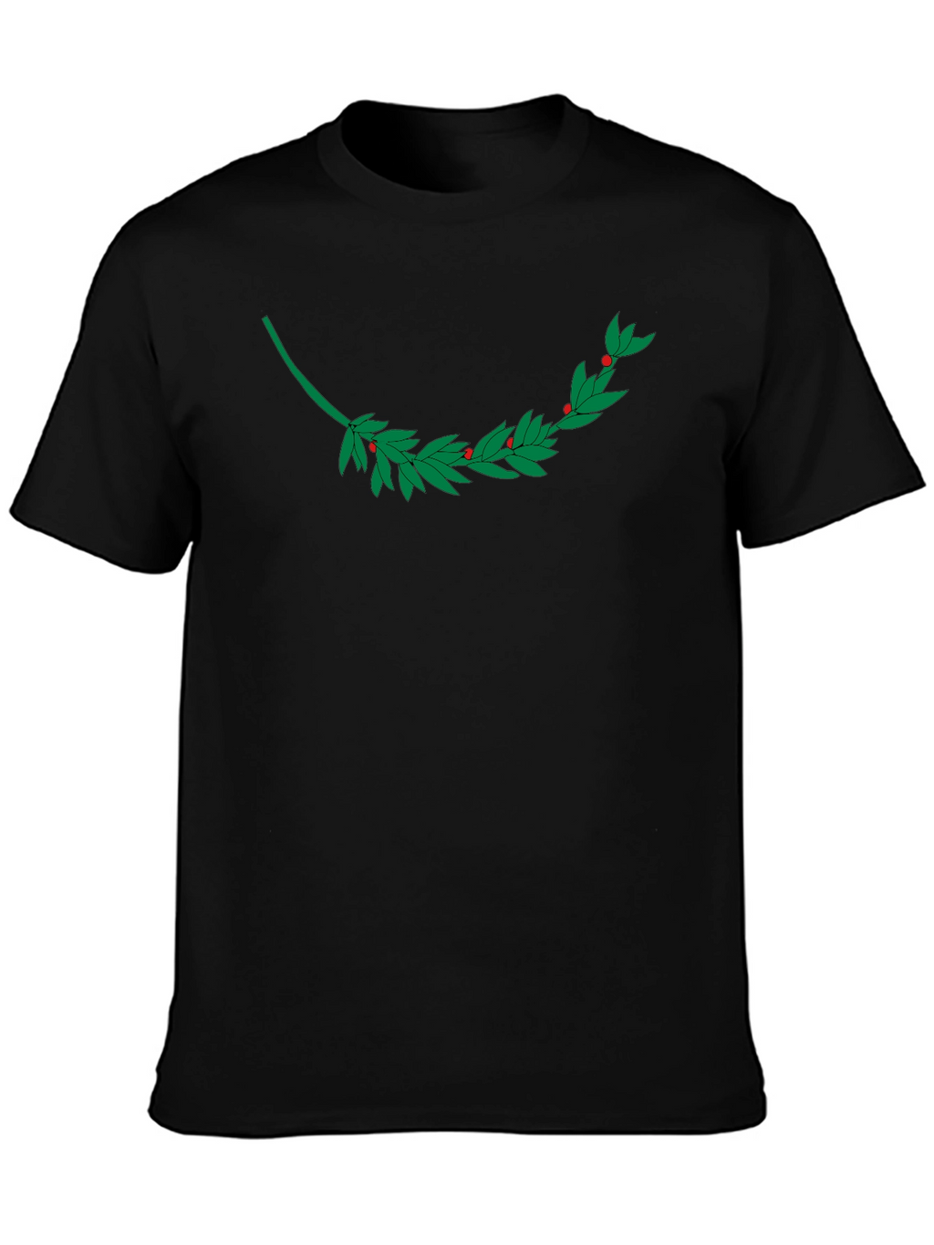 Black T-Shirt with Laurel Branch Design