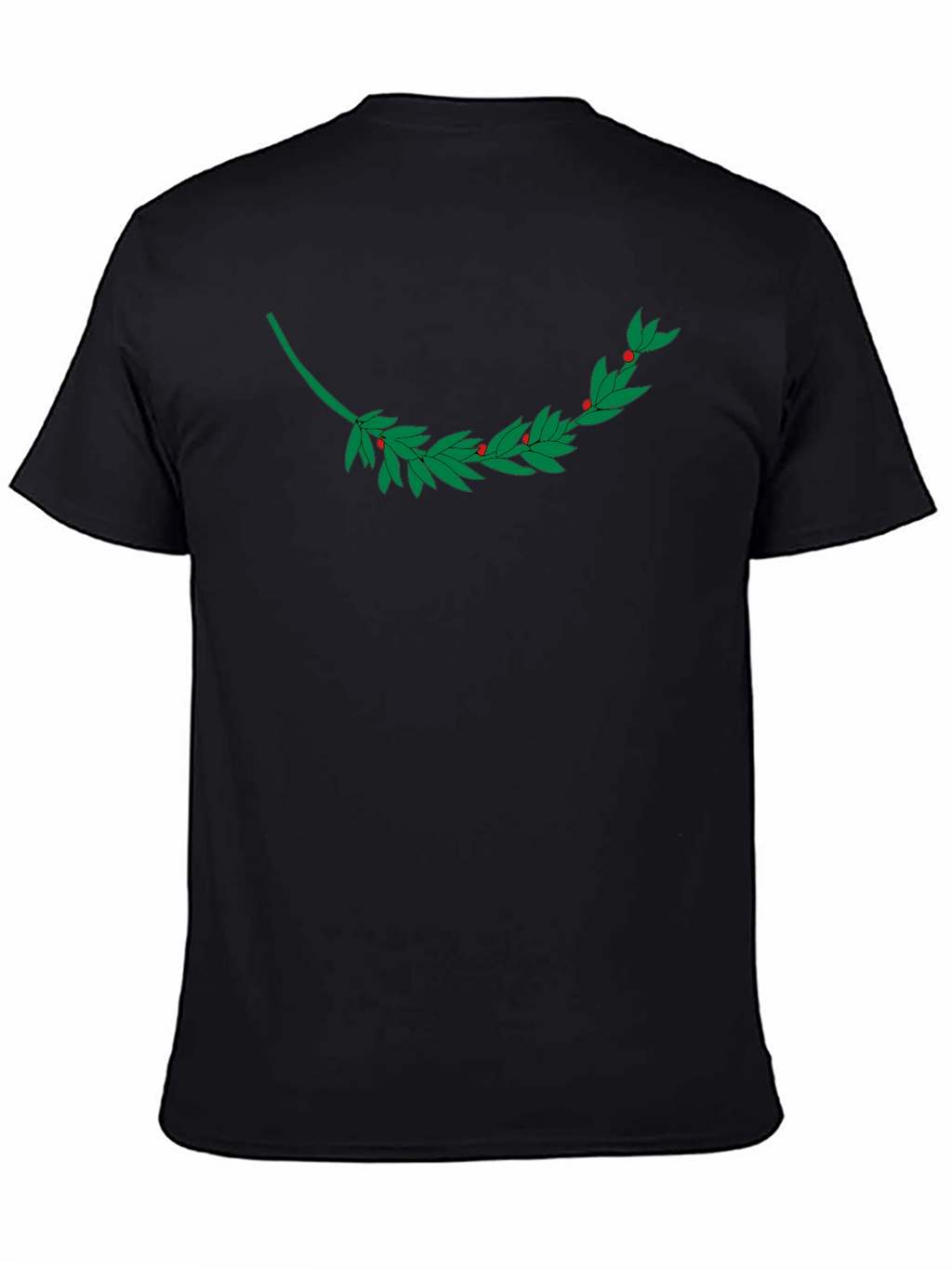 Black T-Shirt with Laurel Branch Design