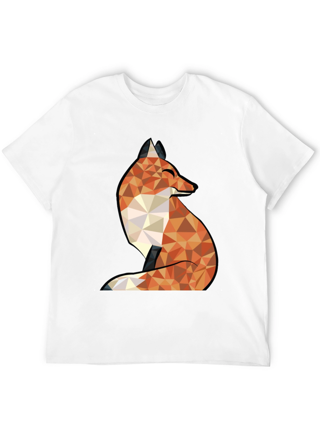 Geometric Fox Graphic Tee - Trendy Black T-Shirt