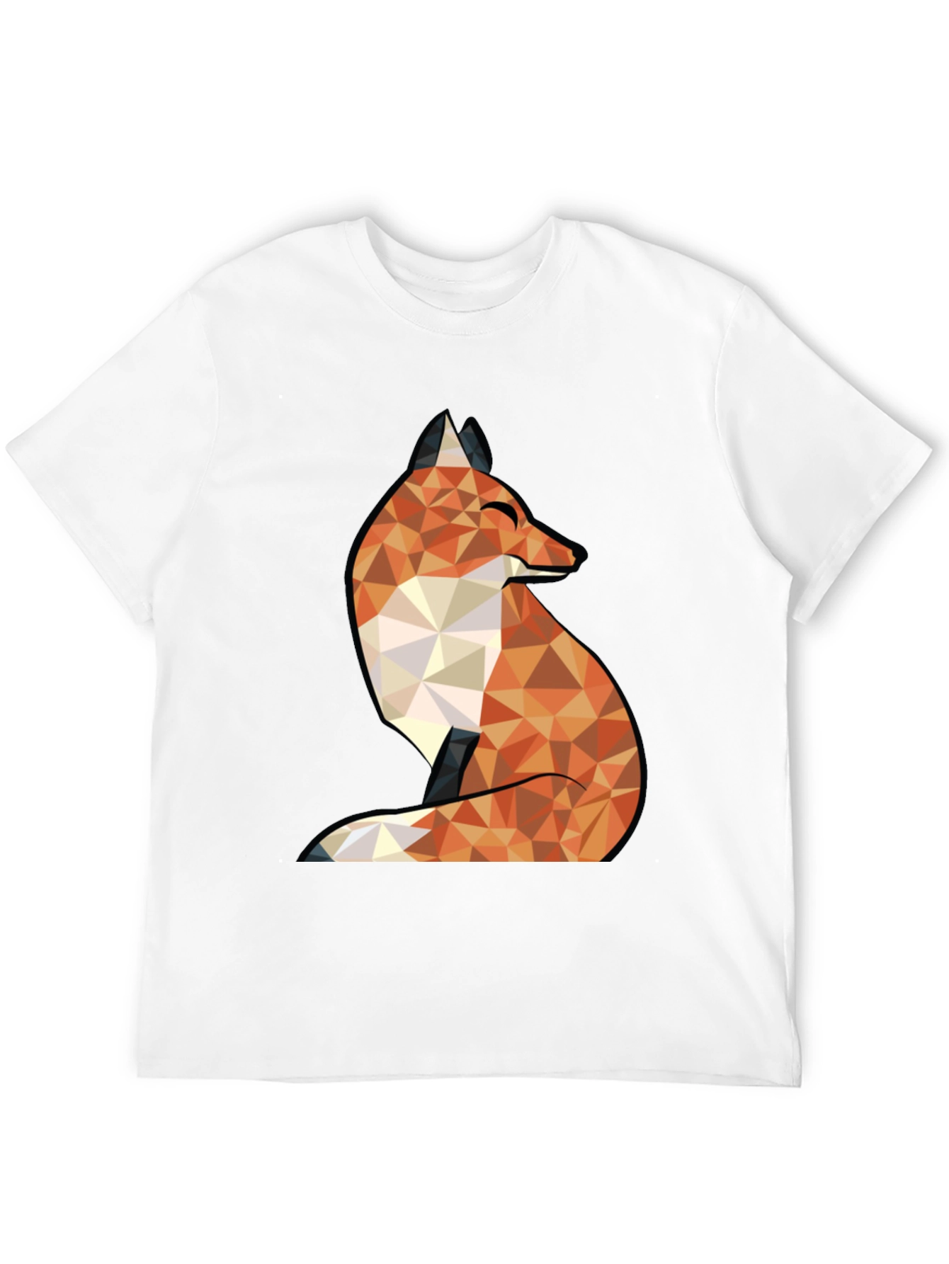 Geometric Fox Graphic Tee - Trendy Black T-Shirt