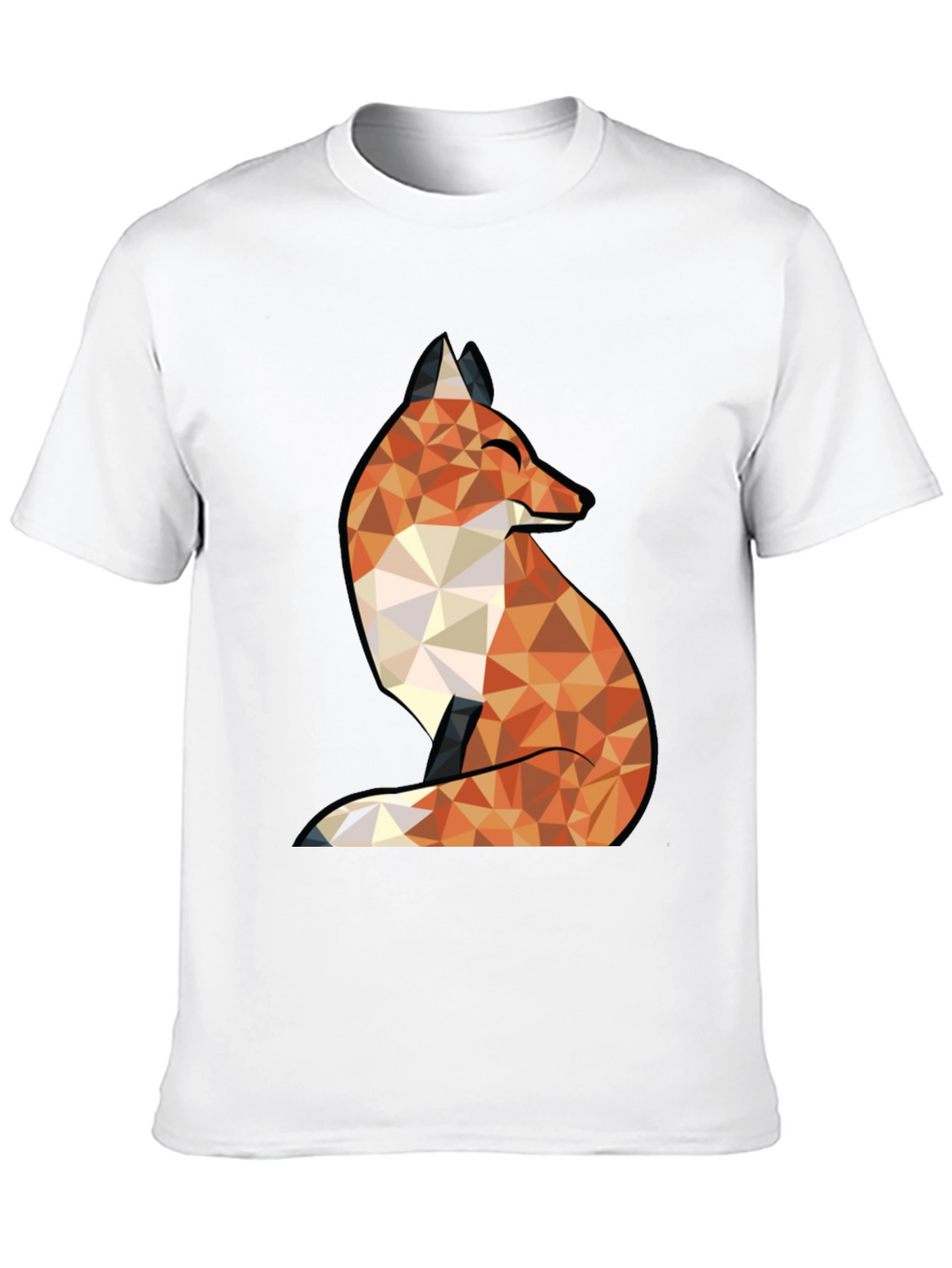 Geometric Fox Graphic Tee - Trendy Black T-Shirt