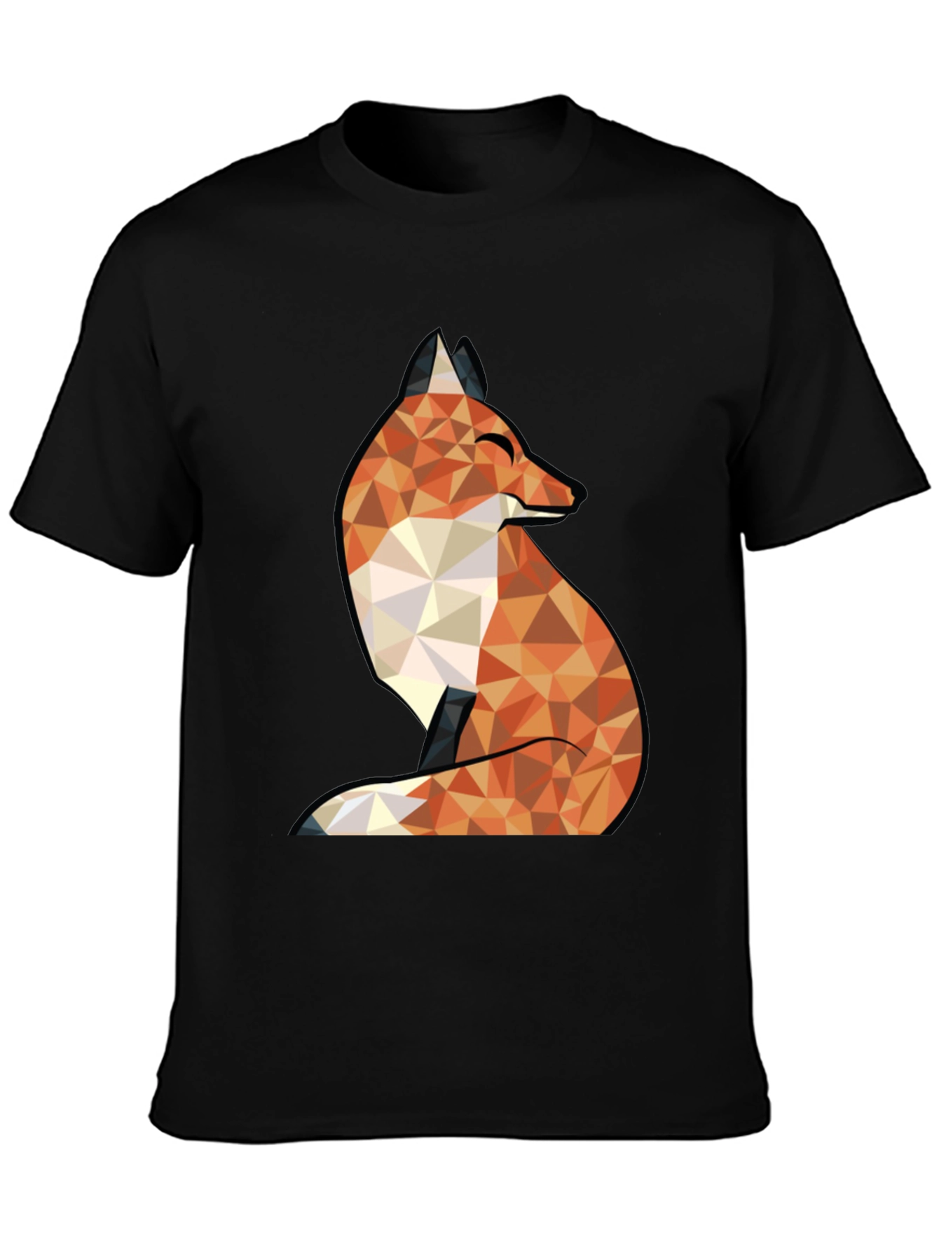 Geometric Fox Graphic Tee - Trendy Black T-Shirt