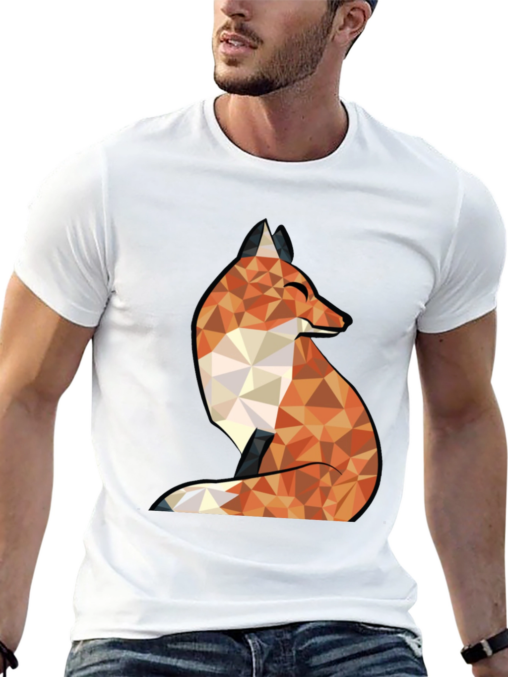 Geometric Fox Graphic Tee - Trendy Black T-Shirt