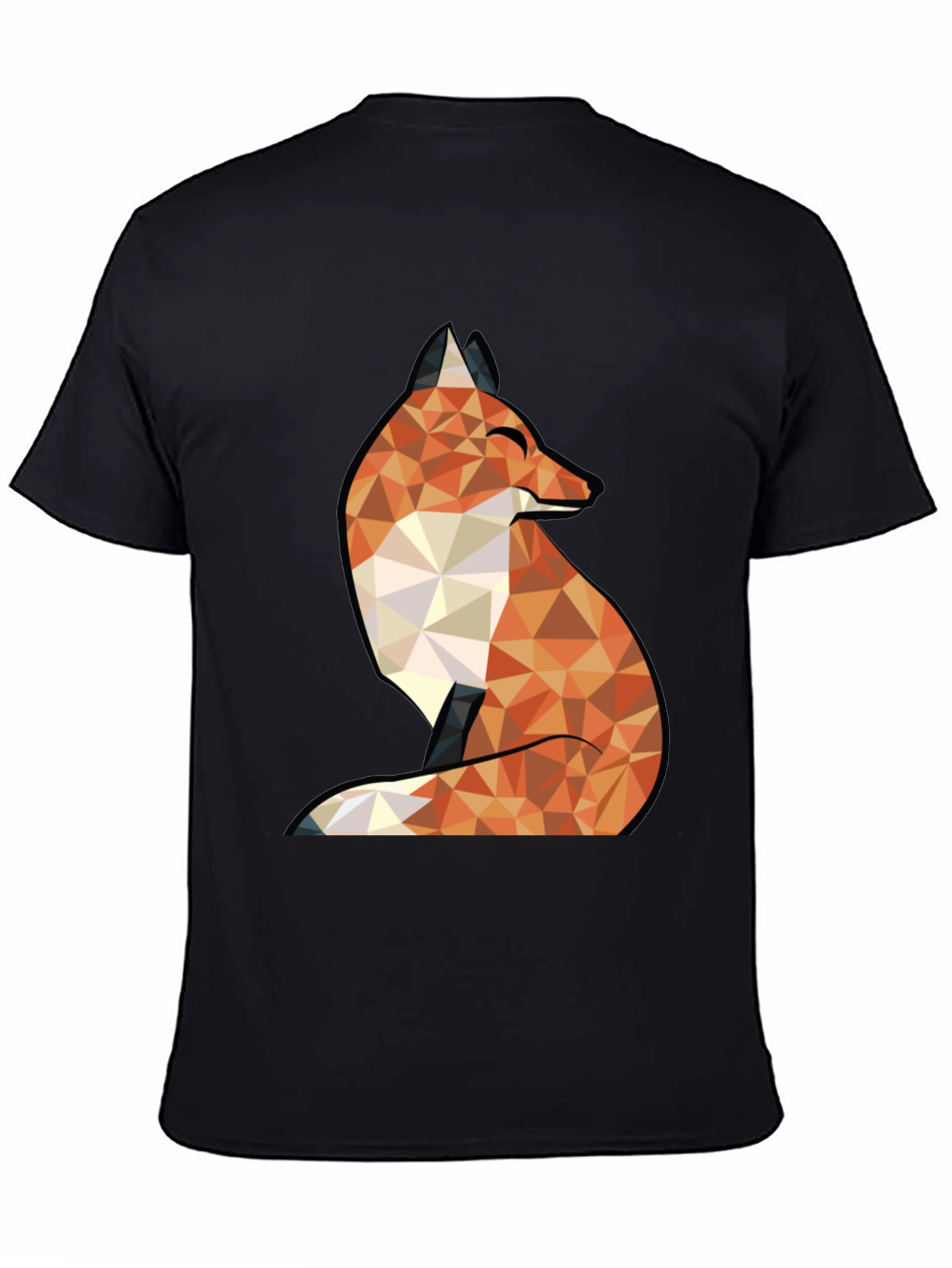 Geometric Fox Graphic Tee - Trendy Black T-Shirt